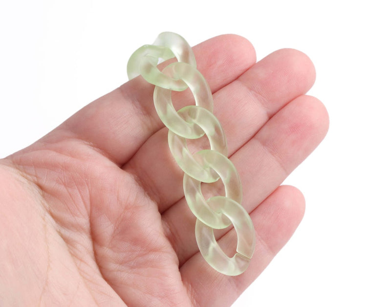 1ft Frosted Acrylic Chain Links in Peridot Green, 23mm, For Jewelry Findings