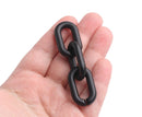 1ft Matte Metallic Black Acrylic Chain Links, 31mm, Satin Finish, For Big Necklaces