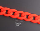 1ft Matte Neon Orange Acrylic Chain Links, 24mm, For Costume Jewelry Making