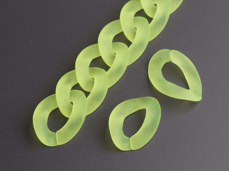 1ft Frosted Neon Yellow Acrylic Chain Links, 23mm, For Men's Cuban Necklaces