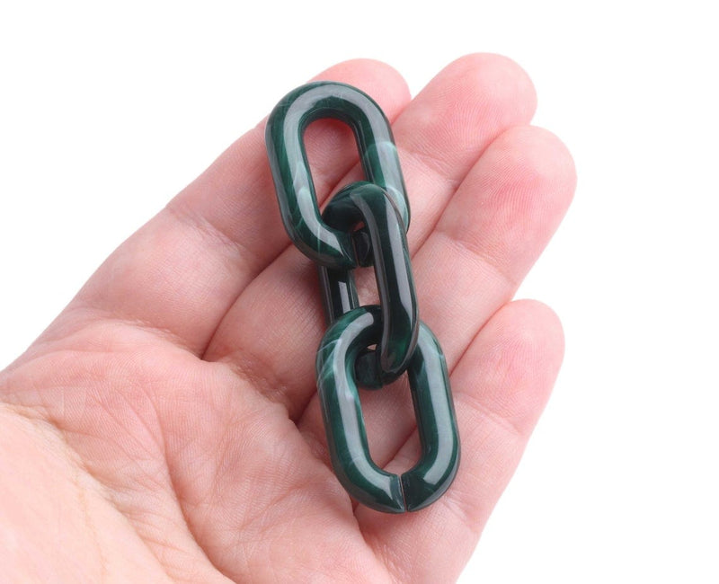 1ft Forest Green Acrylic Chain Links, 31mm, Big Oval Cable, For Jewelry Making
