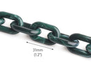 1ft Forest Green Acrylic Chain Links, 31mm, Big Oval Cable, For Jewelry Making