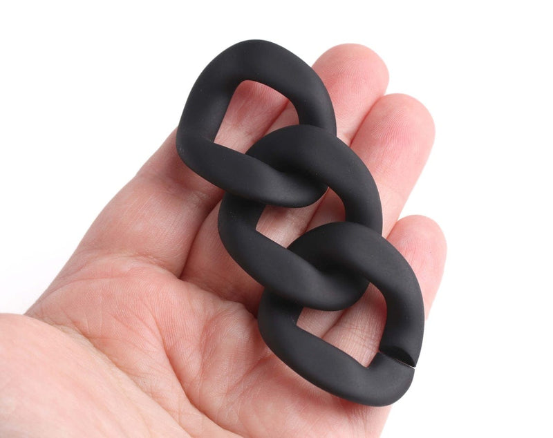 1ft Extra Large Matte Black Acrylic Chain Links, 40mm, For Men's and Women's Accessories