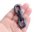 1ft Navy Blue Acrylic Chain Links, 31mm, Dark Blue Marble, For Keychain Wristlets