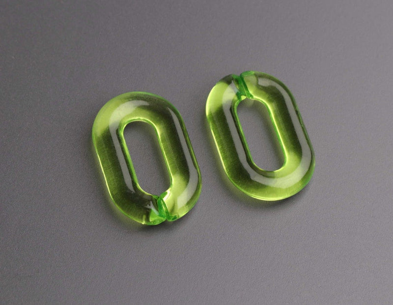 1ft Lime Green Acrylic Chain Links, 31mm, Transparent, Rounded Oval Connectors