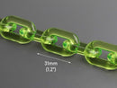 1ft Lime Green Acrylic Chain Links, 31mm, Transparent, Rounded Oval Connectors