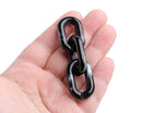 1ft Glossy Black Marble Acrylic Chain Links, 31mm, Big Ovals, For Bracelet Crafts