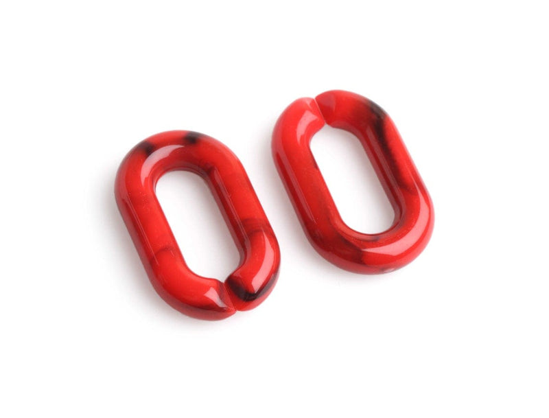 1ft Imperial Red Acrylic Chain Links, 31mm, Red Black Marble, Chunky Oval Cable