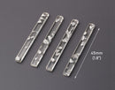 4 Long Charms Sticks with Silver Foil Flakes, Clear Acrylic Beads for Jewelry, Bars for Necklaces, 45 x 4mm