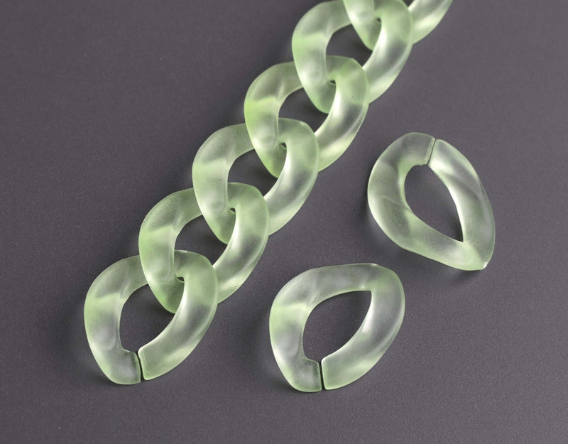 1ft Frosted Acrylic Chain Links in Peridot Green, 23mm, For Jewelry Findings