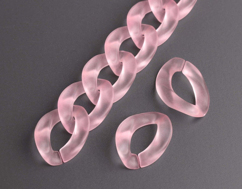 1ft Frosted Light Pink Chain Links, 23mm, Acrylic, Glass Ice Effect, For Crafts