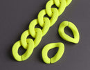 1ft Matte Neon Yellow Acrylic Chain Links, 24mm, Fluorescent, For Chunky Bracelets