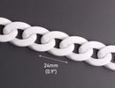 1ft Matte White Acrylic Chain Links, 24mm, Linking Rings, For Cuban Link Necklaces
