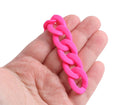 1ft Matte Neon Pink Chain Links, 24mm, Acrylic, Fluorescent, Bright Pop Kei