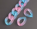 1ft Ombre Frosted Acrylic Chain Links in Light Blue and Pink, 24mm, Two Tone Gradients