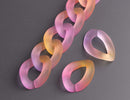 1ft Ombre Frosted Acrylic Chain Links in Light Purple and Yellow, 24mm, Two Tone Cuban Chain