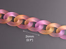 1ft Ombre Frosted Acrylic Chain Links in Light Purple and Yellow, 24mm, Two Tone Cuban Chain