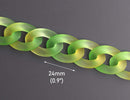 1ft Ombre Frosted Acrylic Chain Links in Green and Yellow, 24mm, Two Tone Gradients