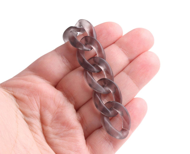 1ft Frosted Black Acrylic Chain Links, 23mm, For Men's Cuban Link Bracelets