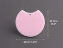 2 Soft Pink Beads with a Half Circle Shape, Double Sided, Acrylic, 37 x 33.5mm