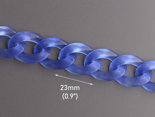1ft Frosted Acrylic Chain Links in Dark Sapphire Blue, 23mm, Craft Supplies