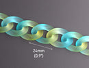 1ft Ombre Frosted Acrylic Chain Links in Aqua Blue and Green, 24mm, Two Tone Gradients