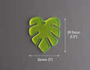 2 Neon Yellow Monstera Leaf Charms, Transparent, Palm Tree Fronds for Tropical Earrings, Laser Cut Acrylic, 29.5 x 26mm