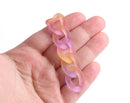 1ft Ombre Frosted Acrylic Chain Links in Light Purple and Yellow, 24mm, Two Tone Cuban Chain