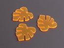 2 Neon Orange Acrylic Leaf Charms, Transparent, Monstera Plant Shape, Easy Craft Making Supply, 29.5 x 26mm