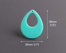 4 Mint Green Teardrop Pendants, Double Sided, Chunky Charms for Earrings, Acrylic Plastic, 38 x 30mm