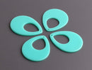 4 Mint Green Teardrop Pendants, Double Sided, Chunky Charms for Earrings, Acrylic Plastic, 38 x 30mm