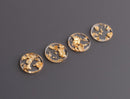 4 Clear Acrylic Discs with 2 Holes, Gold Leaf Foil Flakes, Transparent Bead Connectors and Findings, 12mm