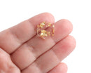 4 Small Hexagon Charms with Gold Leaf Foil Flakes, Transparent, Geometric, Crystal Clear Acrylic Beads, 17 x 15mm