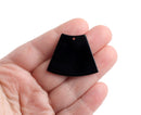 2 Black Wedge Beads, Skirt Shape, Unusual Geometric Charms, Double Sided, Acrylic Plastic, 36 x 30mm