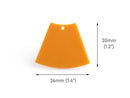 2 Butterscotch Orange Wedge Beads, Skirt Shape, Reversible, Big Geometric Charms, Acrylic, 36 x 30mm