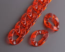 1ft Large Glitter Acrylic Chain Links in Cherry Red, 30mm, Transparent, Sparkly
