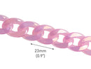 1ft Prismatic Pink Chain Links, 23mm, Translucent Acrylic, Iridescent