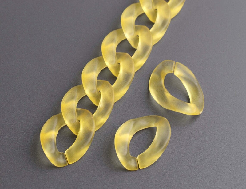 1ft Frosted Yellow Acrylic Chain Links, 23mm, For Jewelry Supply Findings