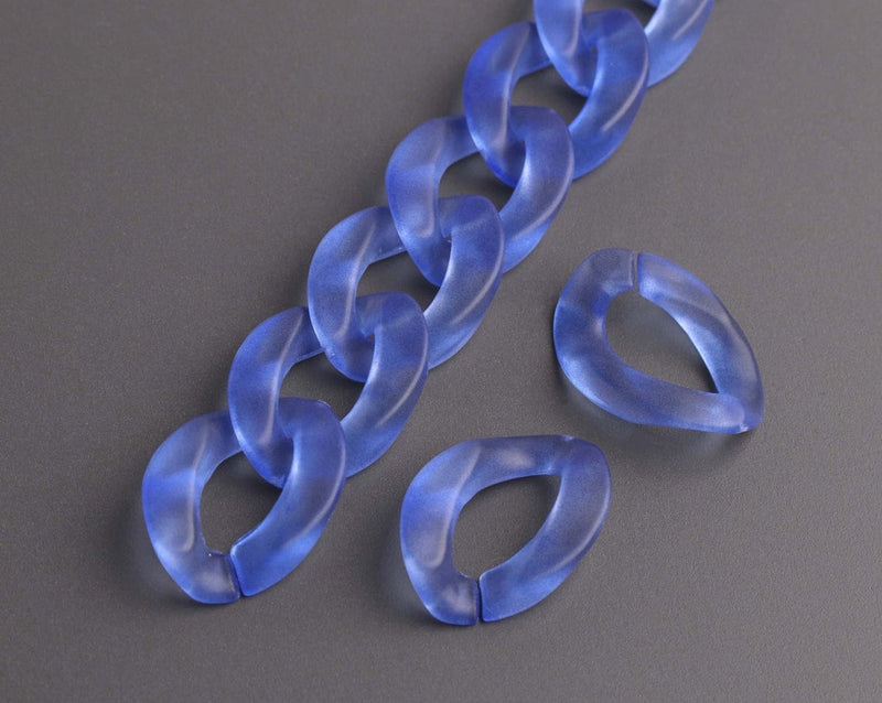 1ft Frosted Acrylic Chain Links in Dark Sapphire Blue, 23mm, Craft Supplies