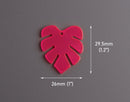 2 Neon Pink Acrylic Leaf Charms, Transparent, Hot Pink, Monstera Drop Dangles, 29.5 x 26mm