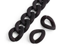 1ft Frosted Black Acrylic Chain Links, 23mm, Dyed, For Wristlets and Watch Band Straps