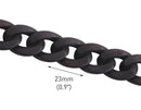 1ft Frosted Black Acrylic Chain Links, 23mm, Dyed, For Wristlets and Watch Band Straps
