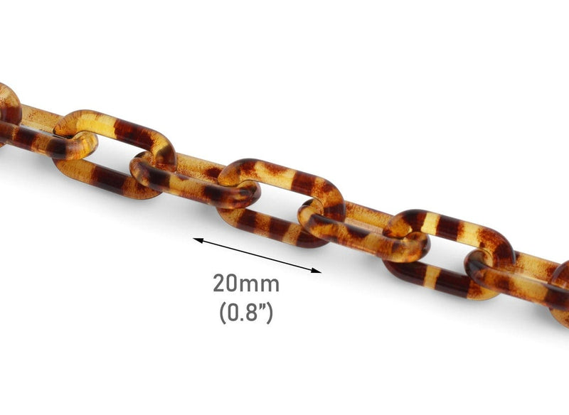 1ft Tortoise Shell Chain with Small Paperclip Links, 20mm, For Earring Connectors