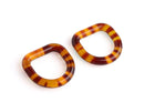 2 Tortoise Shell D Rings, Fits 3/4" Inch, Acrylic Ring Connectors for Swimsuits and Purse Straps, 30 x 28.5mm
