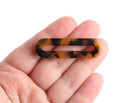 2 Tortoise Shell Ring Links, Angle Cut, Large Oval Connector, Purse Strap Hardware, Swimsuit Ring Sliders, 48 x 14.5mm