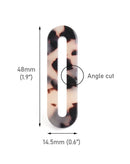 2 White Tortoise Shell Ring Links, Angle Cut, Large Oval Connectors, Bag Strap Hardware, Swimsuit Ring Slides, 48 x 14.5mm