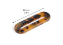2 Tortoise Shell Ring Links, Angle Cut, Large Oval Connector, Purse Strap Hardware, Swimsuit Ring Sliders, 48 x 14.5mm