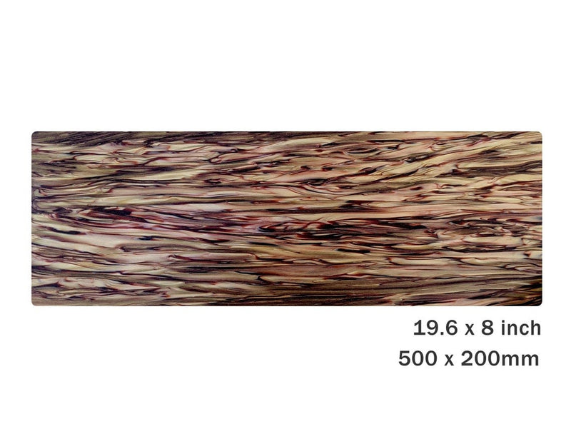 Cellulose Acetate Sheet in Rosewood,19.6 x 8 Inch, 2.5mm Thick, Wood Grain Pattern, Iridescent with Stripes, Laser Cutting and CNC Materials