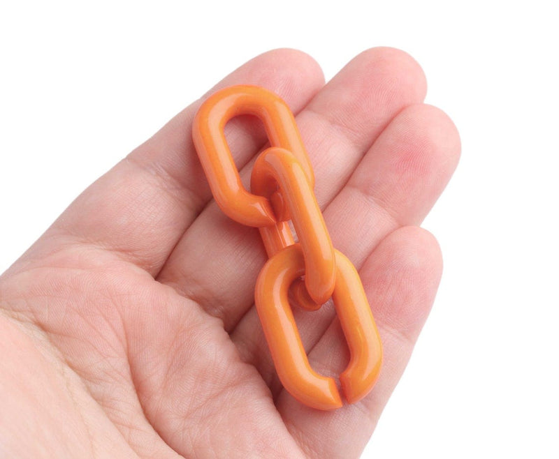 1ft Pastel Orange Acrylic Chain Links, 31mm, Large Chunky Ovals, For Earring Connectors