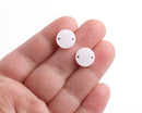 4 Pearlized Charm Links with 2 Holes, Shiny Pearl White Circle Connectors, Flat Round Discs, Acetate, 12mm